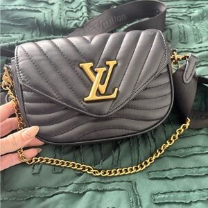 Louis Vuitton Black Quilted Crossbody with Gold Chain